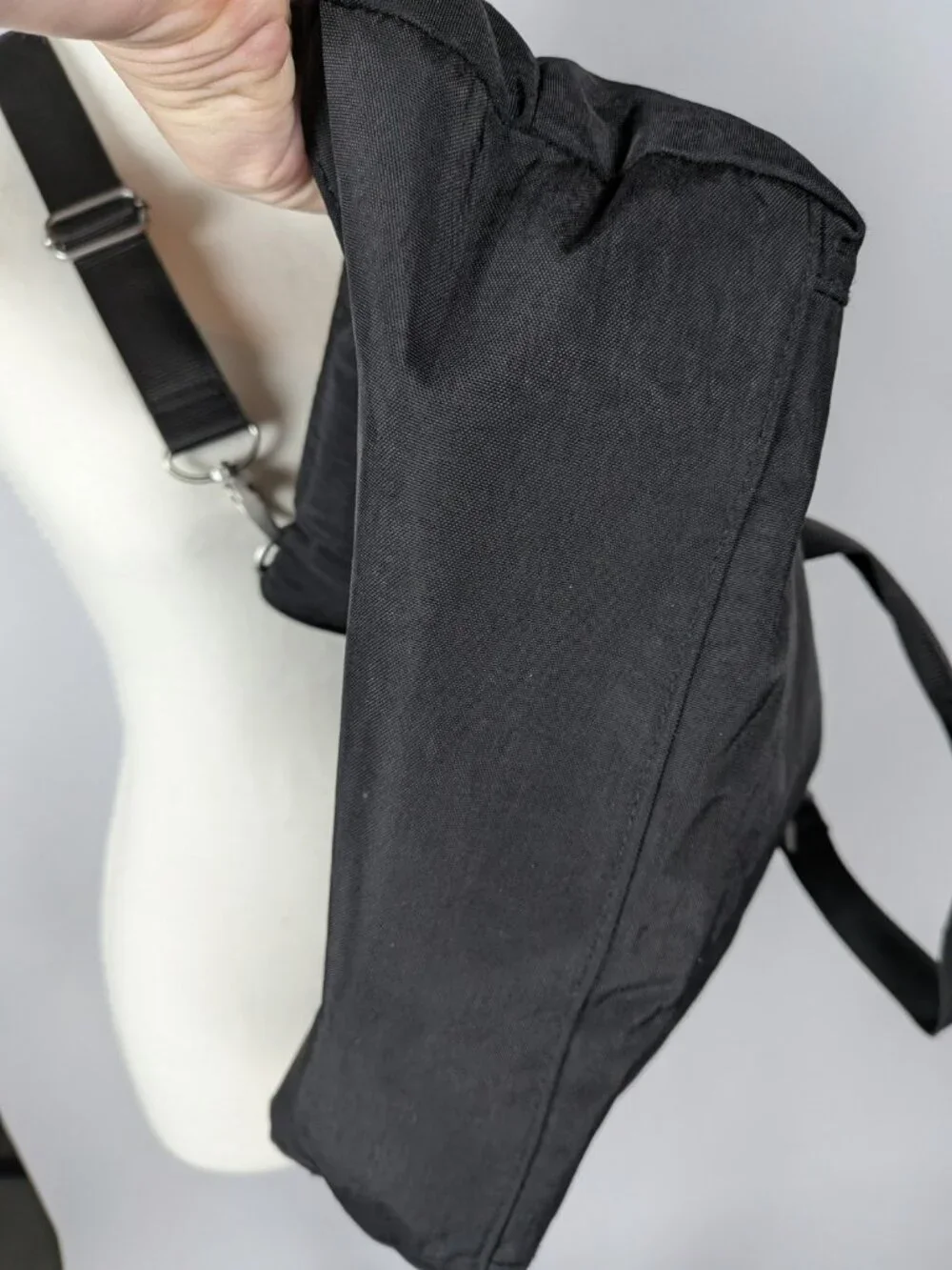 Baggallini Convertible Tote Crossbody Bag Black Nylon Shoulder Purse Travel Orga